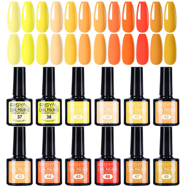 RISYAL 12 Color Gel Nail Polish Set ( 7.3ml/Yellow Series) - 我的商店