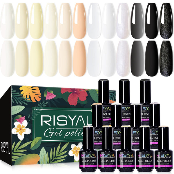 RISYAL 15ml Gel Nail Polish Set ( 12 Color /Black and White Series) - 我的商店