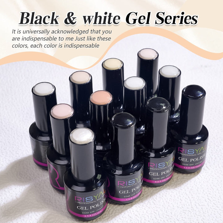 RISYAL 15ml Gel Nail Polish Set ( 12 Color /Black and White Series) - 我的商店