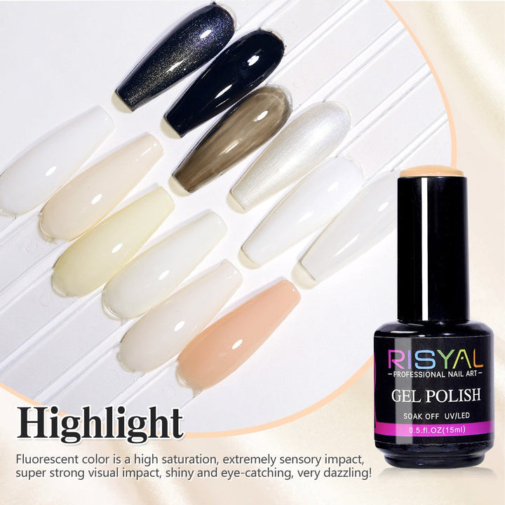 RISYAL 15ml Gel Nail Polish Set ( 12 Color /Black and White Series) - 我的商店