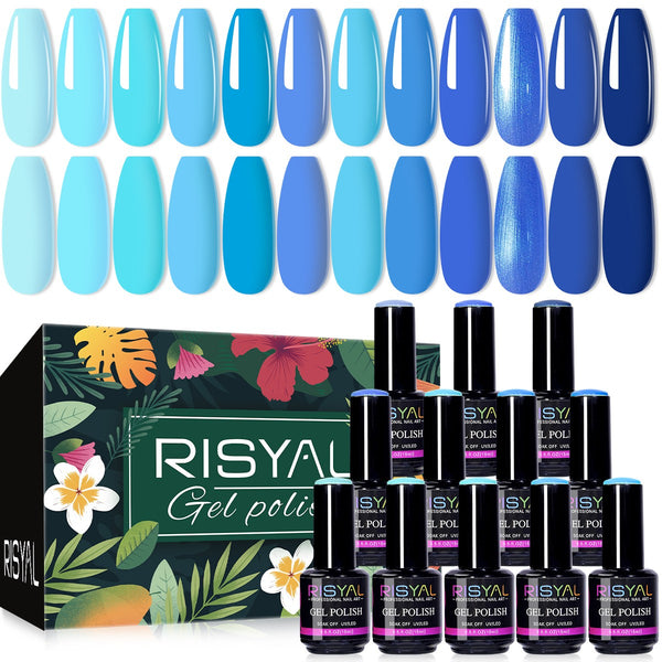 RISYAL 15ml Gel Nail Polish Set ( 12 Color /Blue Series) - 我的商店