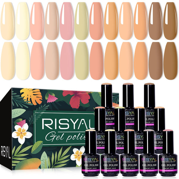 RISYAL 15ml Gel Nail Polish Set ( 12 Color /Coffee colored series) - 我的商店
