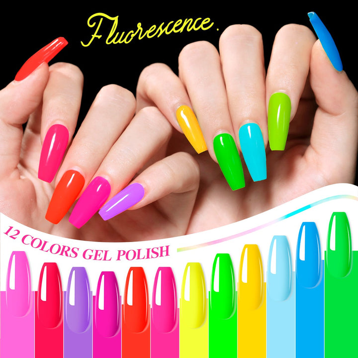 RISYAL 15ml Gel Nail Polish Set ( 12 Color /Fluorescent series) - 我的商店
