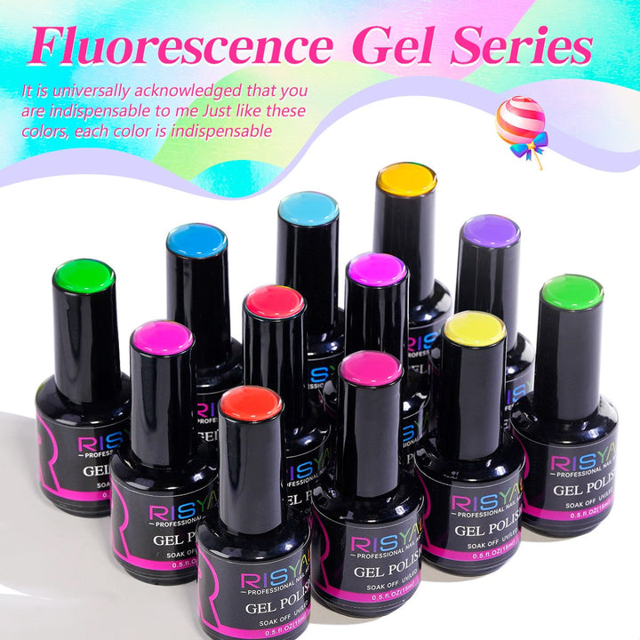 RISYAL 15ml Gel Nail Polish Set ( 12 Color /Fluorescent series) - 我的商店
