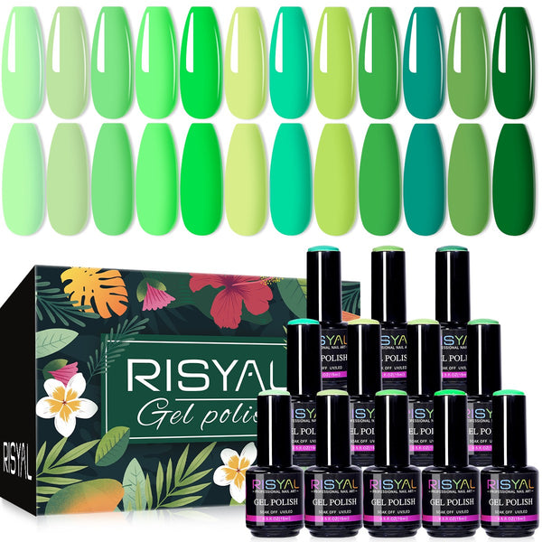 RISYAL 15ml Gel Nail Polish Set ( 12 Color /Green Series) - 我的商店