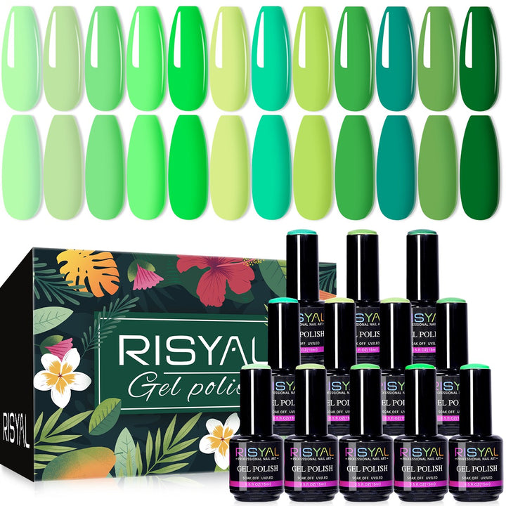 RISYAL 15ml Gel Nail Polish Set ( 12 Color /Green Series) - 我的商店