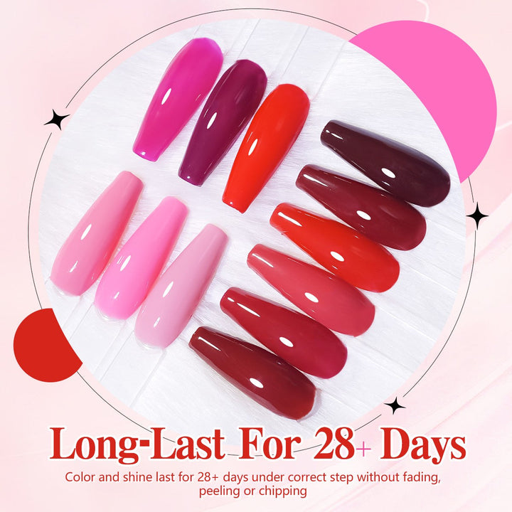 RISYAL 15ml Gel Nail Polish Set ( 12 Color /Pink+Red Series) - 我的商店