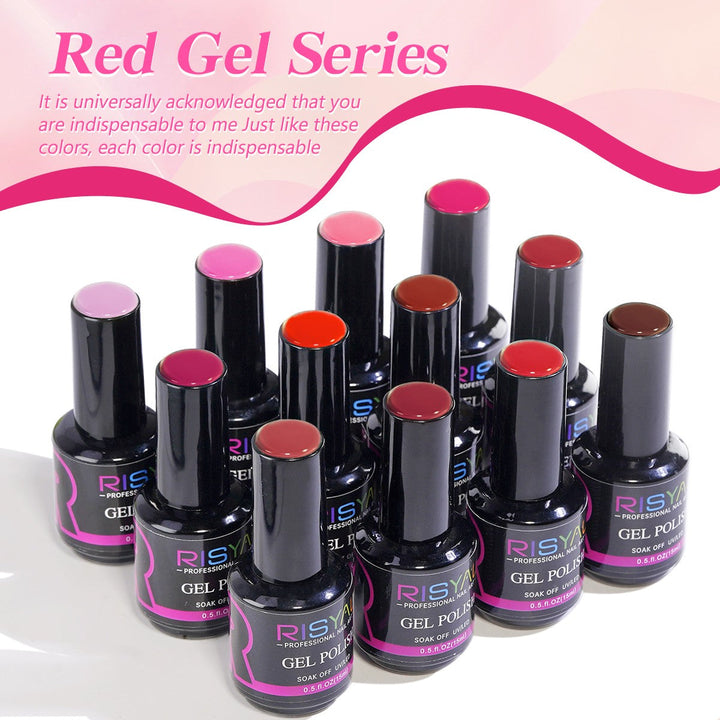 RISYAL 15ml Gel Nail Polish Set ( 12 Color /Pink+Red Series) - 我的商店