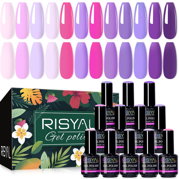 RISYAL 15ml Gel Nail Polish Set ( 12 Color /Purple series) - 我的商店