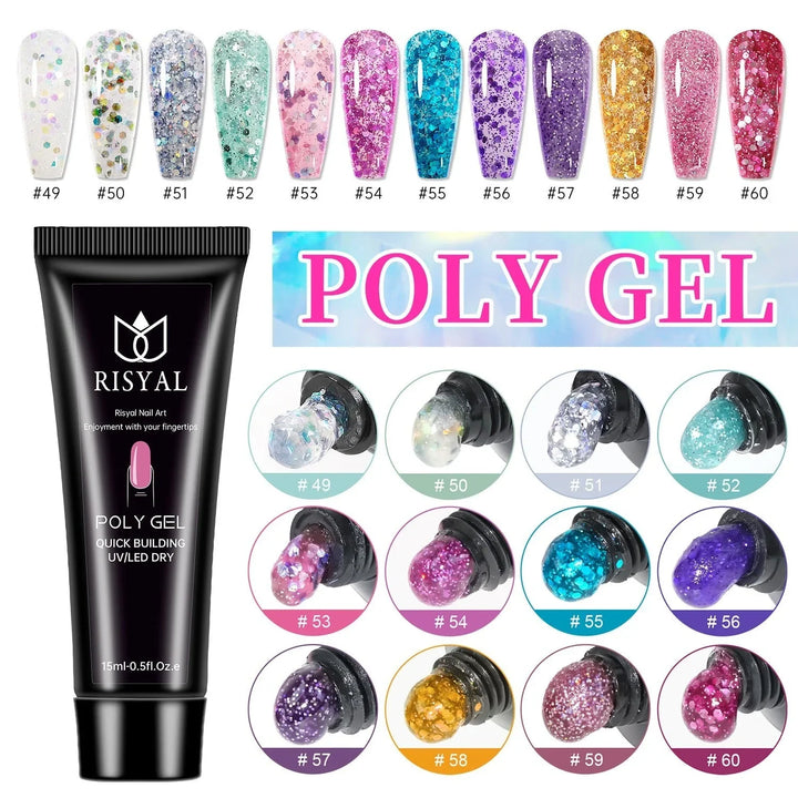 RISYAL 15ml Poly Gel Set (12 Color Sequin series-RL22597 ) - 我的商店