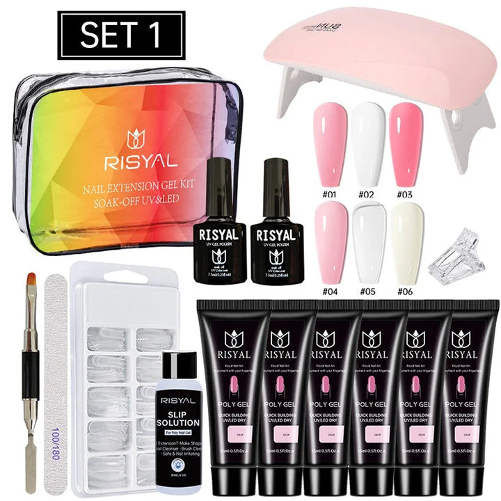 RISYAL 15ml Poly gel 6 colors nail kit (14Pcs/ RL2226-1) - 我的商店