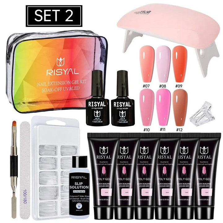 RISYAL 15ml Poly gel 6 colors nail kit (14Pcs/ RL2226-2) - 我的商店