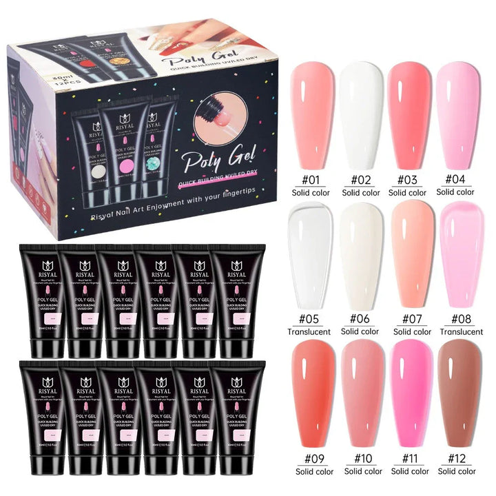 RISYAL 30ml Poly Gel Set (12 Color PURE COLOR Series-RL2259 ) - 我的商店