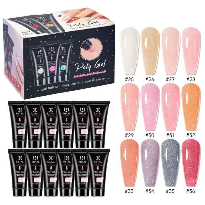 RISYAL 30ml Poly Gel Set (12 Color Pearl series-RL2260) - 我的商店