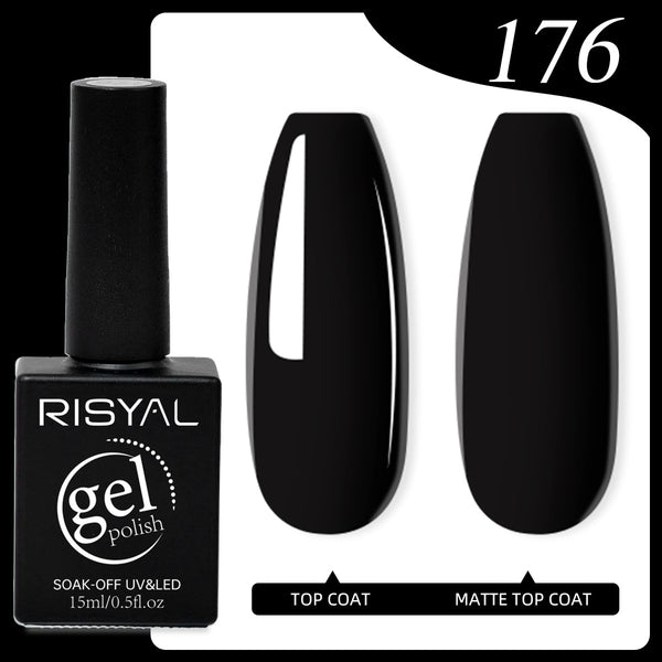 Risyal BLACK Gel Nail Polish 15ML Nail Art Manicure Salon DIY Design at Home