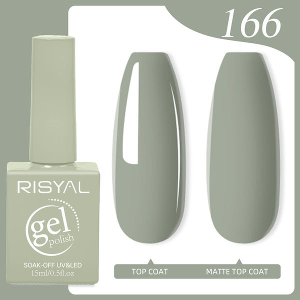 Risyal Green-Gray Gel Nail Polish 15ML Nail Art Mani Salon DIY Design at Home
