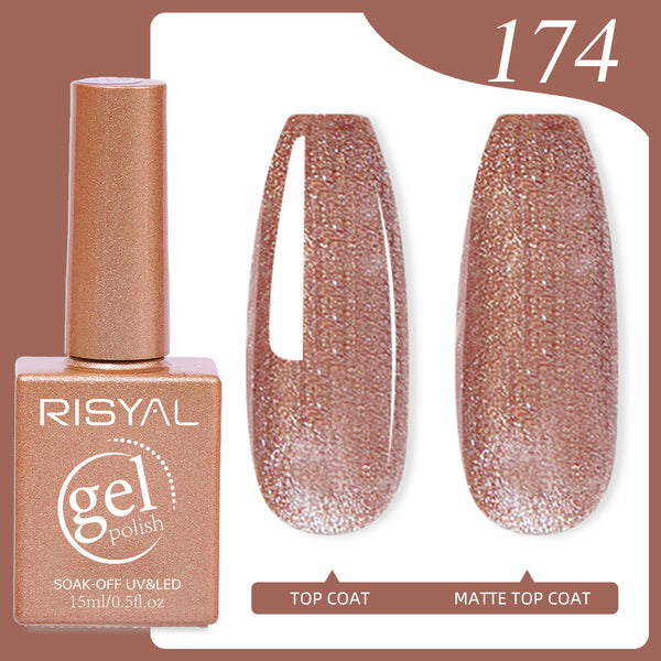 Risyal glittle Chestnut Gel Nail Polish 15ML Nail Art Salon DIY Design at Home