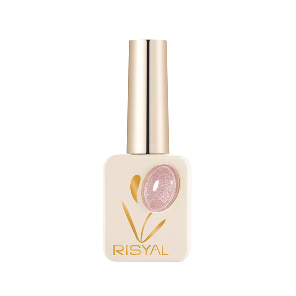 Risyal Pink Cat Eye Gel Nail Polish, 12ml Glitter Holographic Nail Polish with Magnet, Reflective Translucent UV Gel